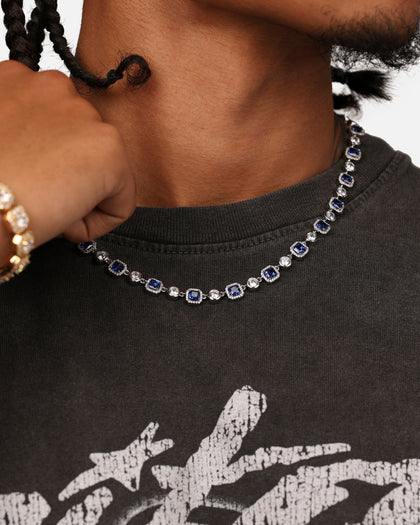 Saint Morta Cushion Cut Brilliant Chain Iced White Gold