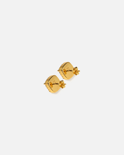 Saint Morta Cushion Cut Halo Earrings Iced Gold