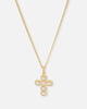 Saint Morta Iced Cushion Cross Pendant Iced Gold