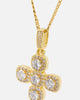 Saint Morta Iced Cushion Cross Pendant Iced Gold