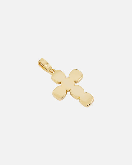 Saint Morta Iced Cushion Cross Pendant Iced Gold