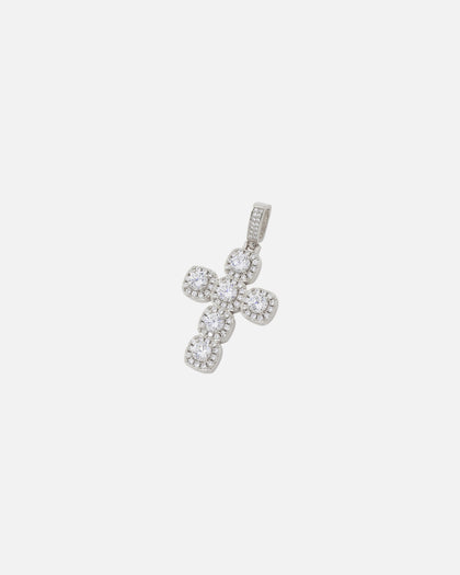 Saint Morta Iced Cushion Cross Pendant Iced White Gold