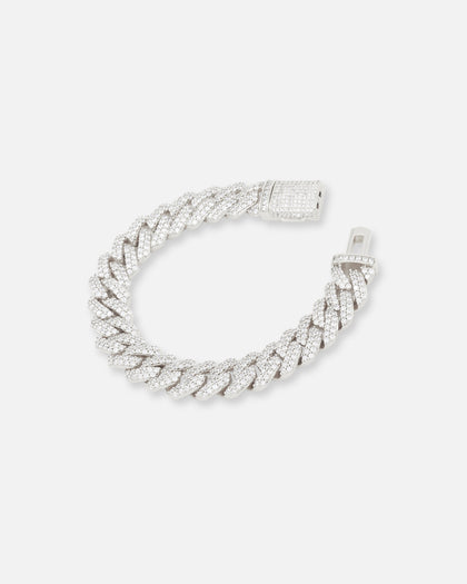 Saint Morta 14mm Interlink Bracelet Iced White Gold