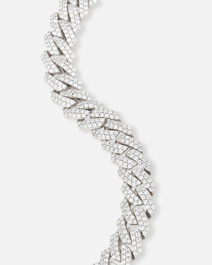 Saint Morta 14mm Interlink Bracelet Iced White Gold