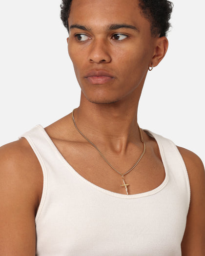 Saint Morta Crucifix Cuban Necklace Gold