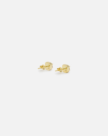 Saint Morta Mini Round Cut Halo Earrings Gold/Garnet