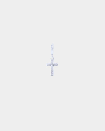 Saint Morta Mini Cross Earring Iced White Gold