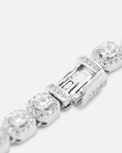 Saint Morta 6mm Iced Tennis Cross Chain White Gold