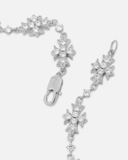 Saint Morta Rosary Cross Chain White Gold