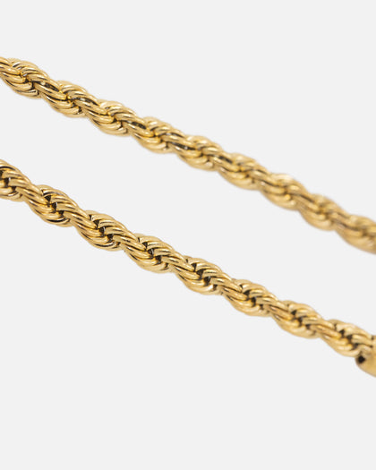 Saint Morta Cross Pendant Rope Chain & Bracelet Bundle Gold