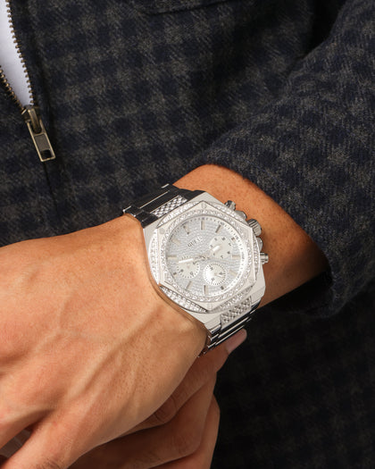 Guess Mainline Fury Glitz Bracelet Watch Silver