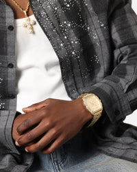 Guess Mainline Nile Textured Bracelet Watch Gold