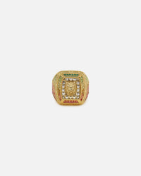 Guess Mainline 14mm Lion Pave Signet Ring Gold