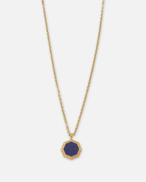 Saint Morta Lapis Octagon Pendant Chain Gold