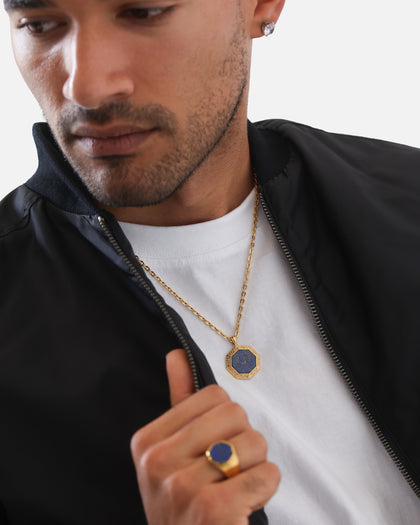 Saint Morta Lapis Octagon Pendant Chain Gold