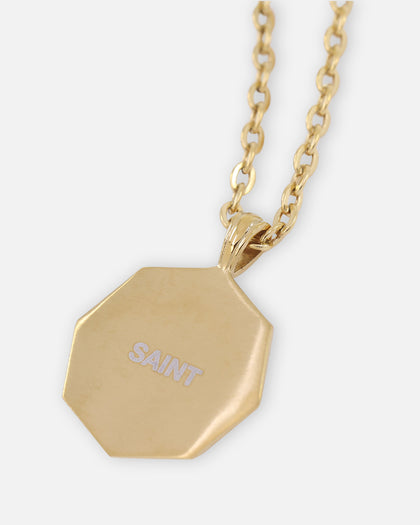 Saint Morta Lapis Octagon Pendant Chain Gold