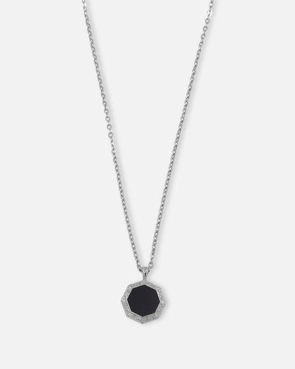 Saint Morta Onyx Octagon Pendant Chain White Gold