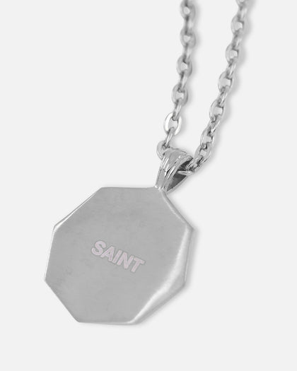 Saint Morta Onyx Octagon Pendant Chain White Gold