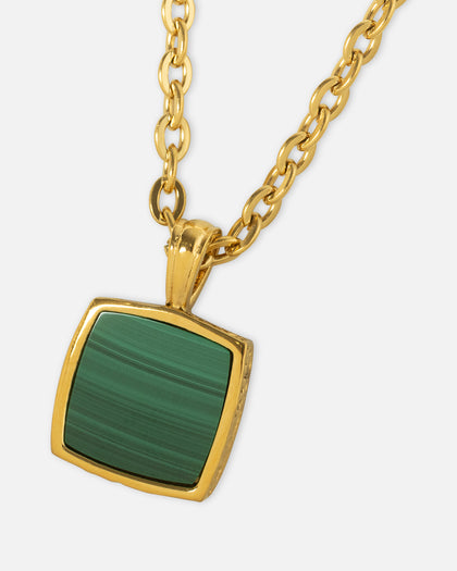 Saint Morta Malachite Pendant Chain Gold