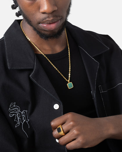 Saint Morta Malachite Pendant Chain Gold