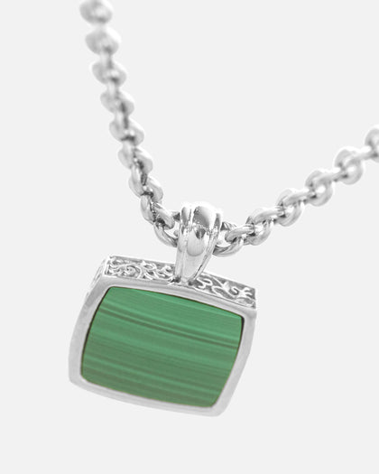 Saint Morta Malachite Pendant Chain White Gold