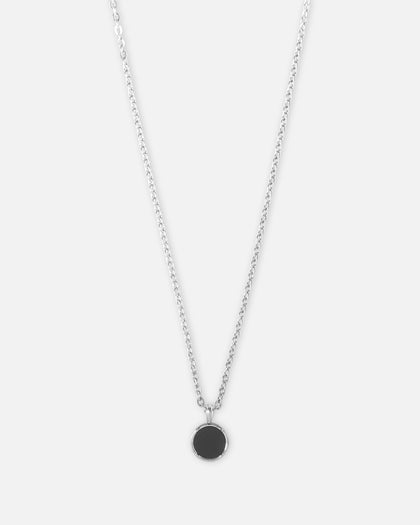 Saint Morta Onyx Round Pendant Chain White Gold