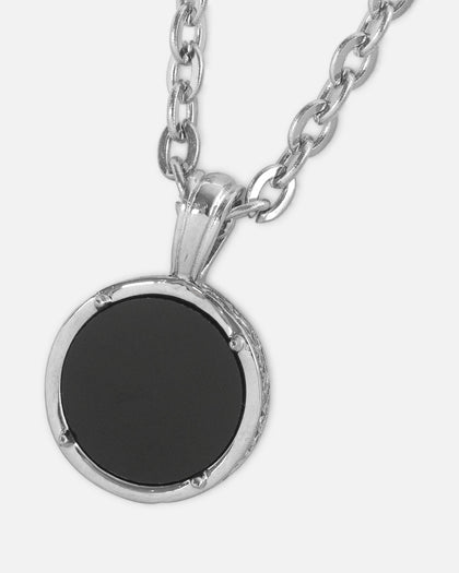 Saint Morta Onyx Round Pendant Chain White Gold