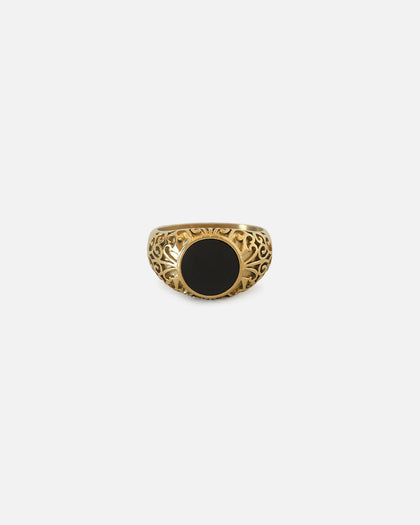 Saint Morta Onyx Round Ring Gold