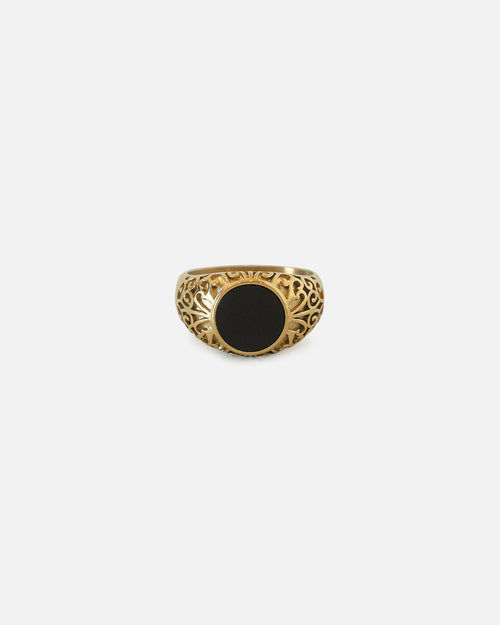 Saint Morta Onyx Round Ring Gold