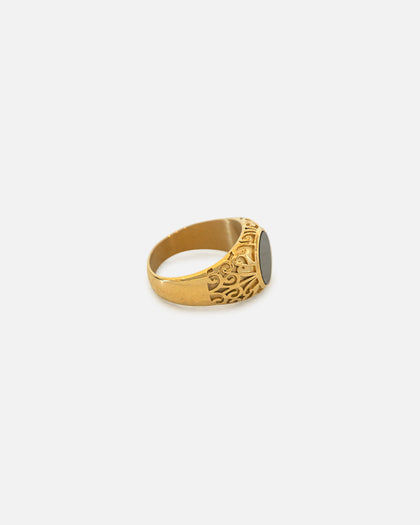 Saint Morta Onyx Round Ring Gold