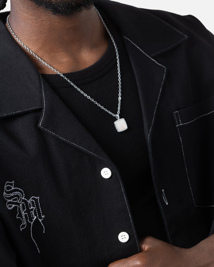 Saint Morta Pearl Square Pendant Chain White Gold
