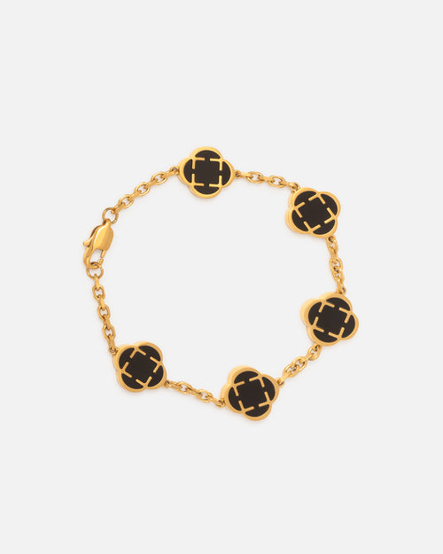Saint Morta Onyx Clover Bracelet Gold