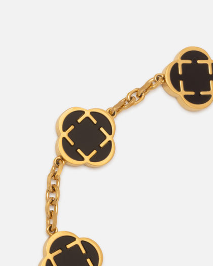 Saint Morta Onyx Clover Bracelet Gold