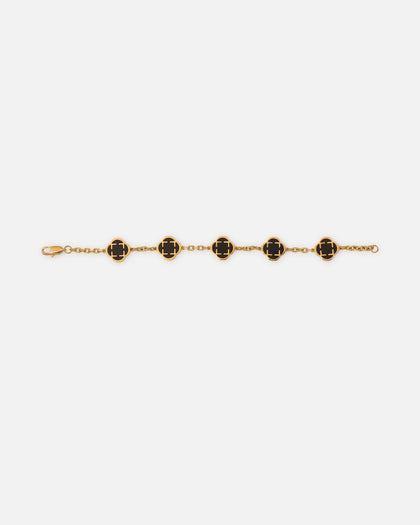 Saint Morta Onyx Clover Bracelet Gold