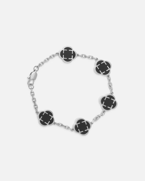 Saint Morta Onyx Clover Bracelet White Gold