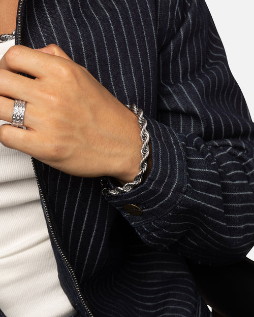 Saint Morta 8mm Rope Chain Bracelet White Gold