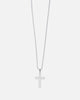 Saint Morta Textured Cross Pendant Chain White Gold