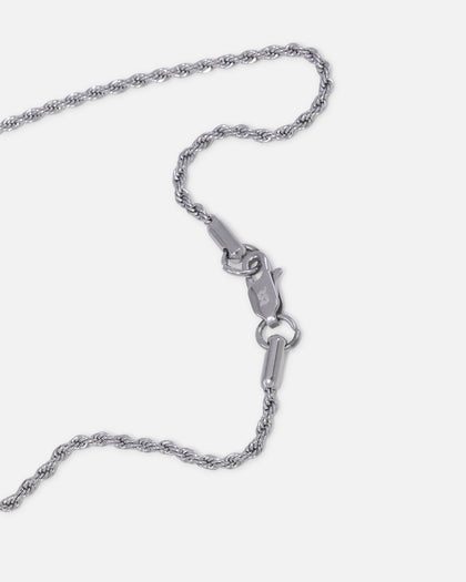 Saint Morta Textured Cross Pendant Chain White Gold