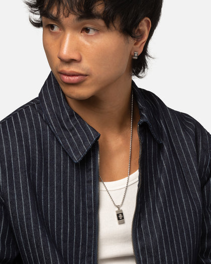 Guess Mainline Rebel Moon 26" Tag Necklace Steel