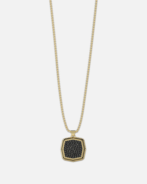 Guess Mainline Back To Black Octagon Necklace Black/Gold