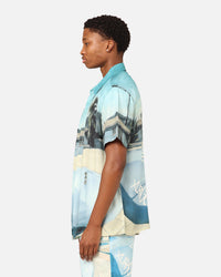 X-Large Graffiti Pool Rayon Short Sleeve Shirt Multi