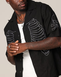 Saint Morta Lovely Bones Short Sleeve Linen Shirt Black