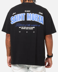 Saint Morta Rise Up Boxy T-Shirt Black Acidwash