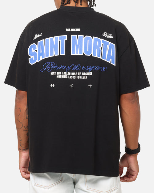 Saint Morta Rise Up Boxy T-Shirt Black Acidwash