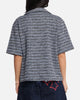 XXIII Boucle Tweed Crop Button Up Shirt Black/White/Blue