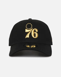 New Era Philadelphia 76ers 'NBA Black & Gold Embroidery' 9FORTY A-Frame Snapback Black/Gold