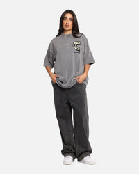 Carre Sacred Letter Mock Neck T-Shirt Washed Charcoal