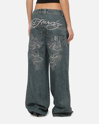 Ed Hardy Dragon Ultra Wide Jeans Mid Blue