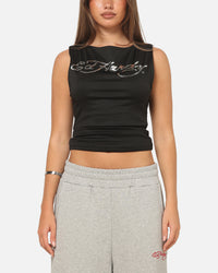 Ed Hardy Women's Chrome Boatneck Tank Black