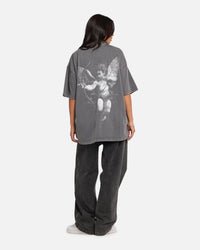 Saint Morta Redemption Mock Neck T-Shirt Washed Charcoal